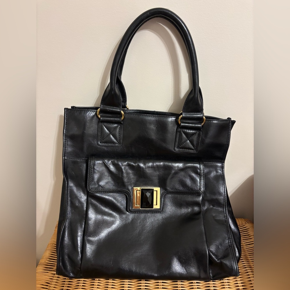 Badgley Mischka Black Tote with Gold Accents